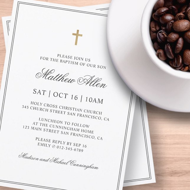Baptism For Him | Elegant Classic Cross Invitation (Creator Uploaded)