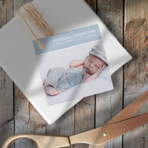 Baptism For Him   Modern Simple Custom Photo Favour Tags