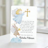Baptism For Him Watercolor Angels and Cross