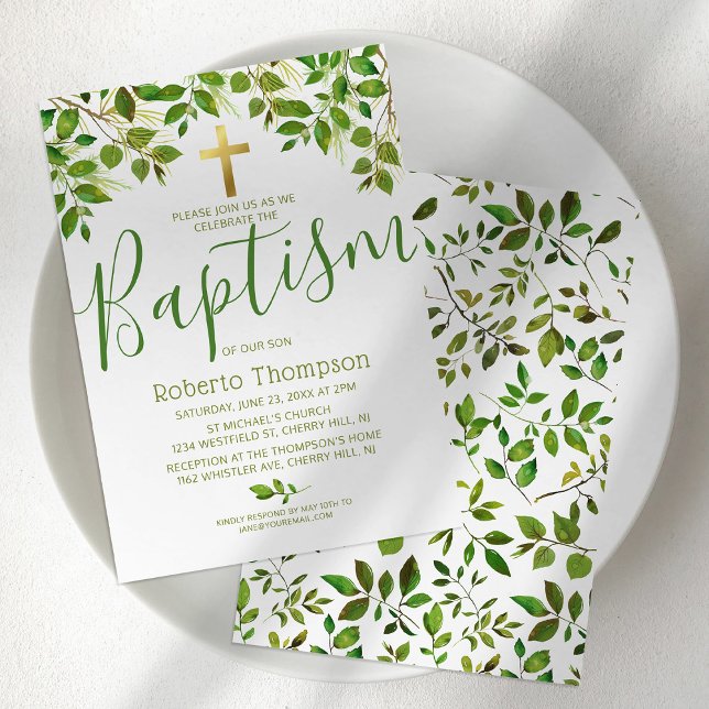 Baptism Gender Neutral Botanical Christening Invitation (Creator Uploaded)