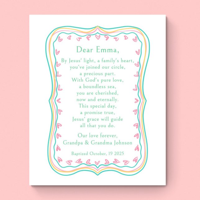 Baptism Gift Grandparent Prayer Nursery Wall Art  (Creator Uploaded)