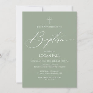 Baptism God Bless Sage Invitation