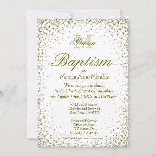 Baptism   Gold Confetti Invitation