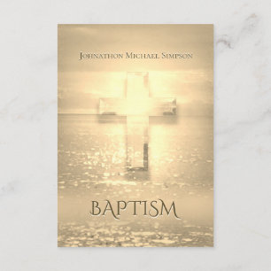 Baptism Golden Cross Invitation