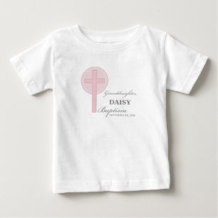Baptism Granddaughter Pink Lace Personalised Baby T-Shirt