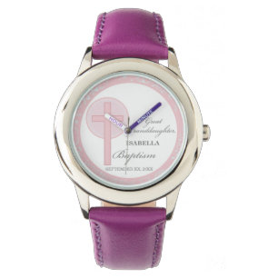 Baptism Great Granddaughter Pink Lace Personalised Watch