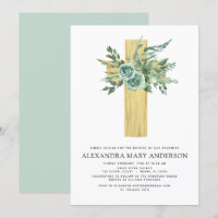 Baptism Greenery Sage Eucalyptus Wooden Cross