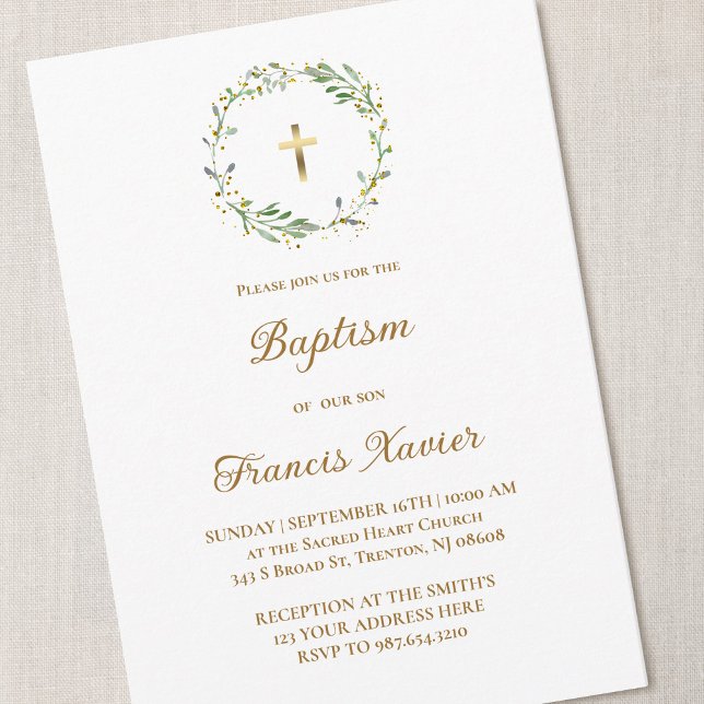 Baptism greenery wreath invitation (Creator Uploaded)