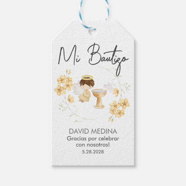Baptism In Spanish Customisable Favours and Gifts Gift Tags (Front)