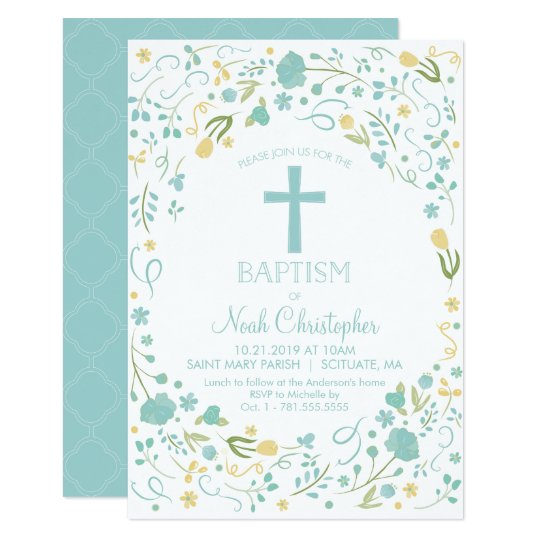 baptism invitation christening invite boy cross invitation