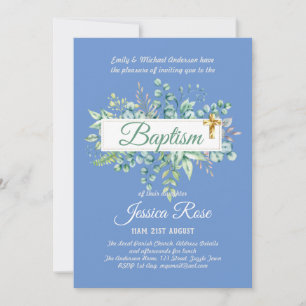 Baptism Invitation Eucalyptus Greenery BUDGET