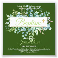 Baptism Invitation Eucalyptus Greenery BUDGET