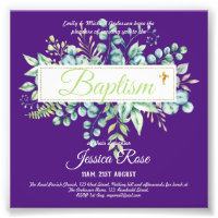 Baptism Invitation Eucalyptus Greenery BUDGET
