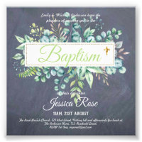 Baptism Invitation Eucalyptus Greenery BUDGET