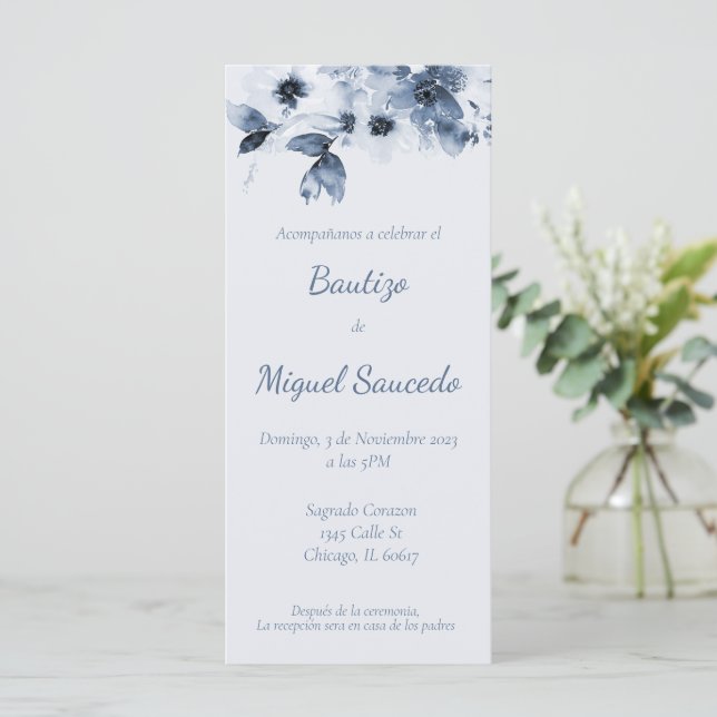 Baptism invitation,Invitacion de bautizo para niño Menu (Standing Front)