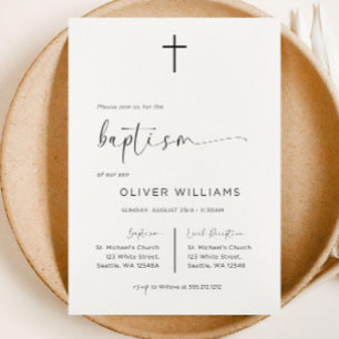 Baptism Invitation Template, Modern Baptism Invite
