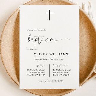 Baptism Invitation Template, Modern Baptism Invite