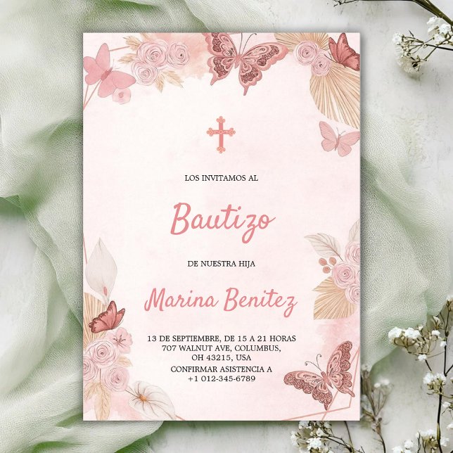 Baptism invitation with floral design  (Creator Uploaded)