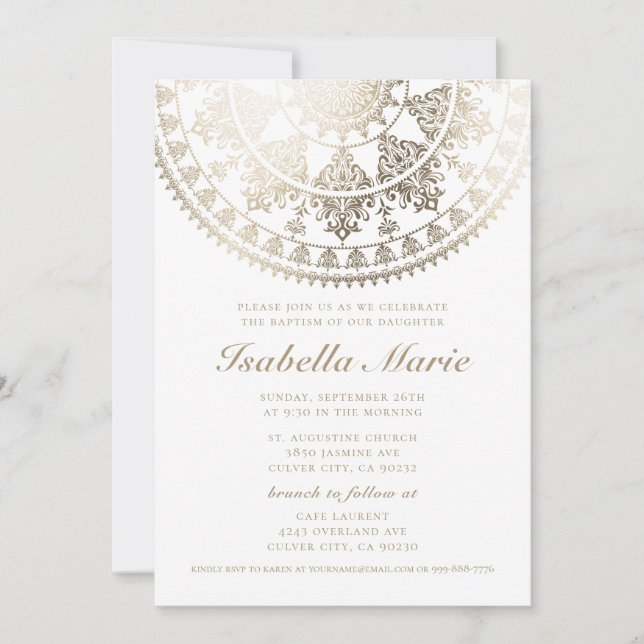 Baptism Invitations | Elegant Gold Foil (Front)
