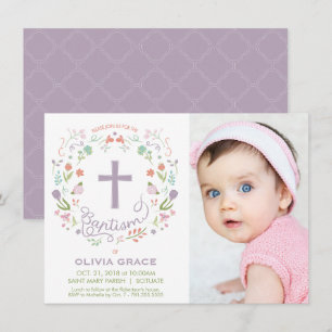 Baptism Invite for Girl - Photo, Custom, Pretty
