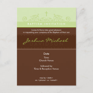 BAPTISM INVITE POSTCARD :: elegant 1P