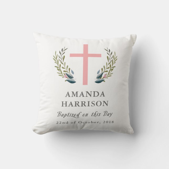 Baptism Keepsake Throw Pillow (Front)