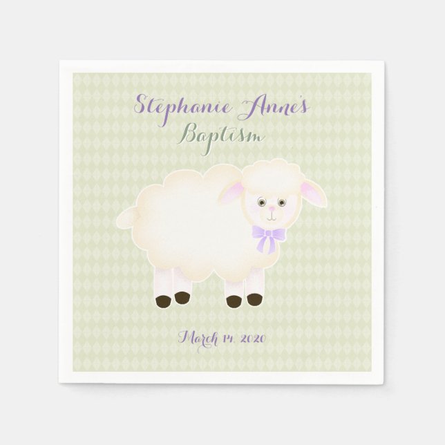 Baptism Lamb Napkin (Front)