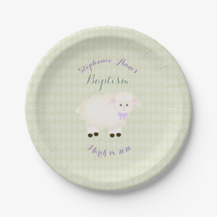 Baptism Lamb Paper Plate