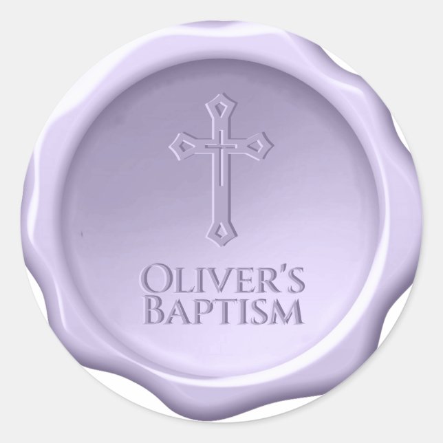 Baptism Lavender Wax Seal Purple Embossed Cross  (Front)