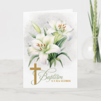 Baptism Mark 16 Bible Scripture Cross and Lilies
