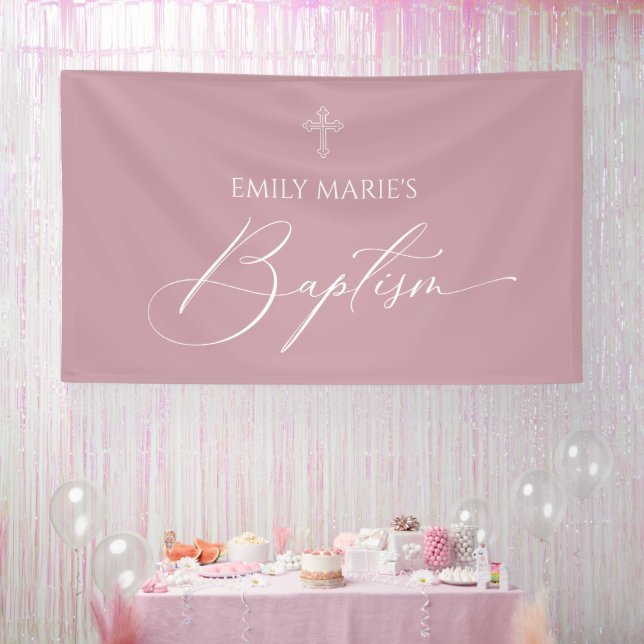 Baptism Mauve banner backdrop  (Party)
