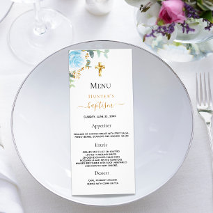 Baptism Menu light blue boy floral