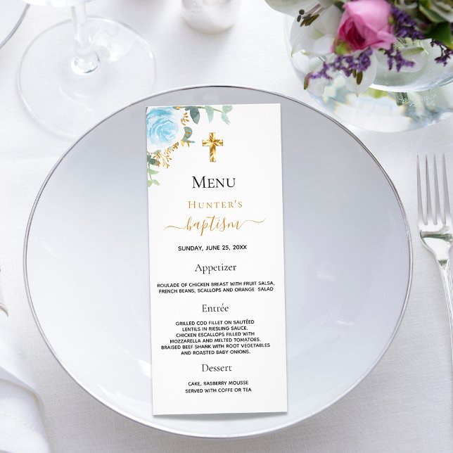 Baptism Menu light blue boy floral (Creator Uploaded)