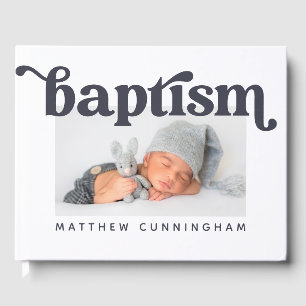 Baptism Modern Bold Simple Custom Photo Guest Book