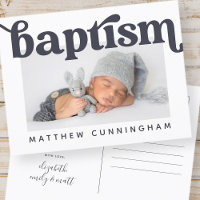 Baptism Modern Bold Simple Photo Thank You
