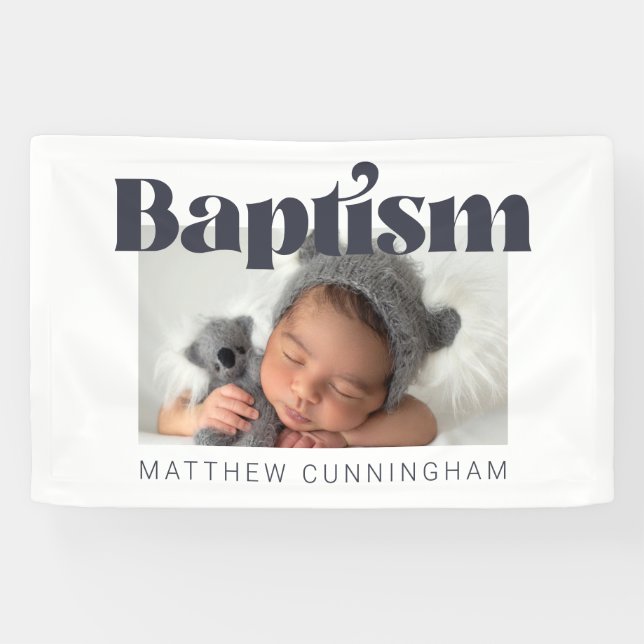 Baptism Modern Bold Simple  Photo Thank You Banner (Horizontal)