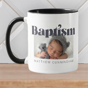 Baptism Modern Bold Simple  Photo Thank You Coffee Mug