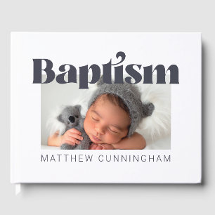 Baptism Modern Bold Simple  Photo Thank You Guest Book