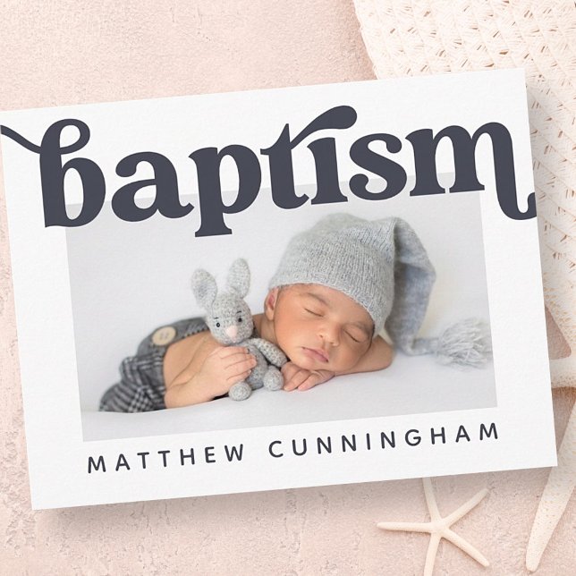 Baptism Modern Bold Simple  Photo Thank You Postcard (Creator Uploaded)