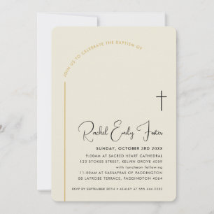 BAPTISM modern cross editable curved text  Invitation