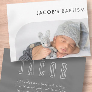 Baptism Modern Minimalist Simple Photo Thank You Card