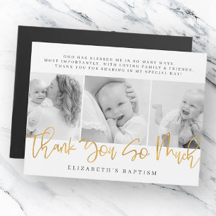 Baptism Modern Simple Chic Photo Thank You Card