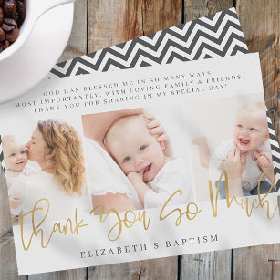 Baptism Modern Simple Chic Photo Thank You Card
