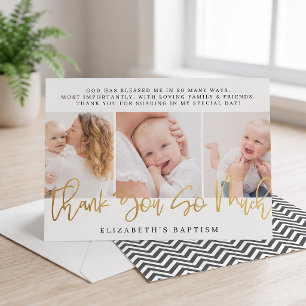 Baptism Modern Simple Chic Photo Thank You Card