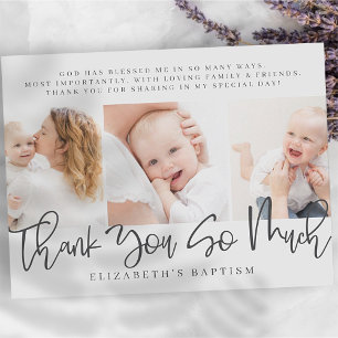 Baptism Modern Simple Chic Photo Thank You Postcard