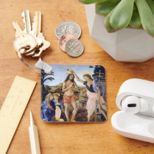 Baptism of Christ by Verrocchio, Leonardo da Vinci Key Ring