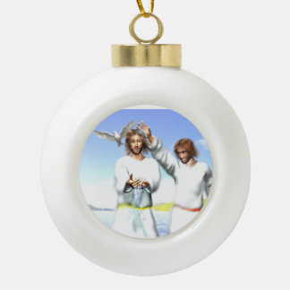 Baptism of Christ Ceramic Ball Christmas Ornament