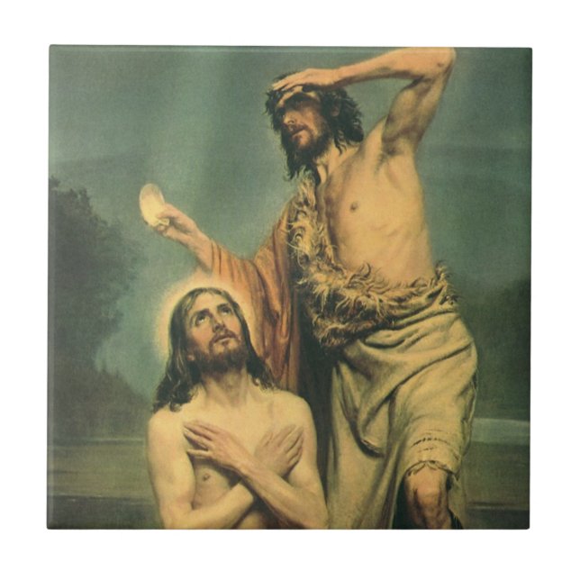 Baptism of Jesus Christ by John the Baptist Ceramic Tile (Front)