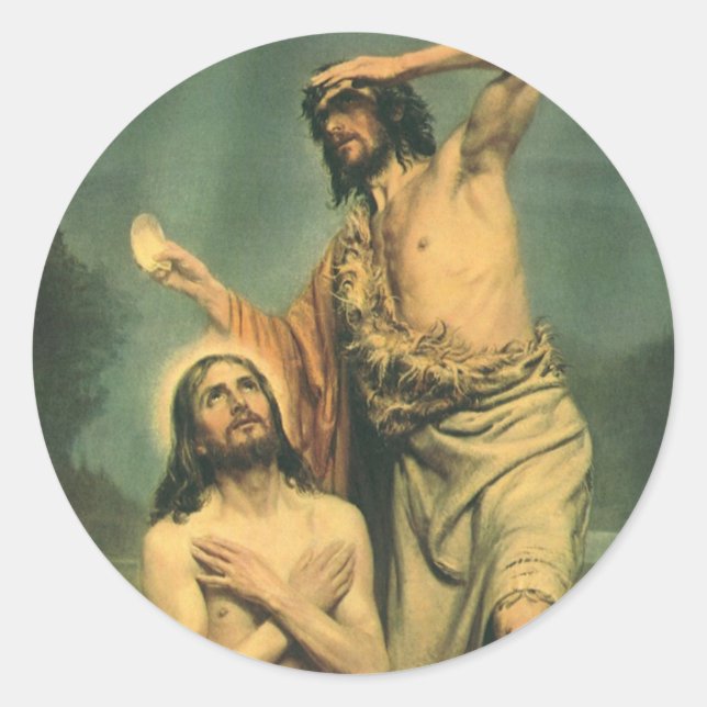 Baptism of Jesus Christ by John the Baptist Classic Round Sticker (Front)