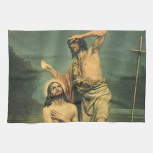 Baptism of Jesus Christ by John the Baptist Tea Towel